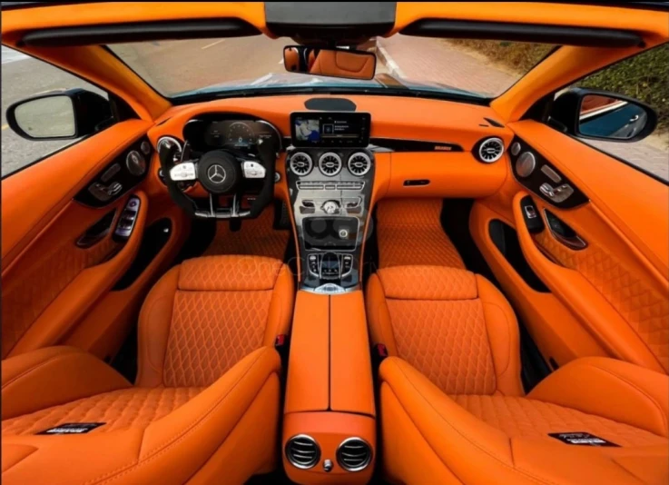 Mercedes Benz AMG C63 Convertible Brabus Kit 2021 BLUE RENTAL IN DUBAI - undefined